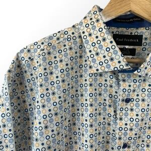 Paul Fredrick Dress‎ Shirt Non-Iron 2 Ply Cotton Classic Fit Circle Design 17x33